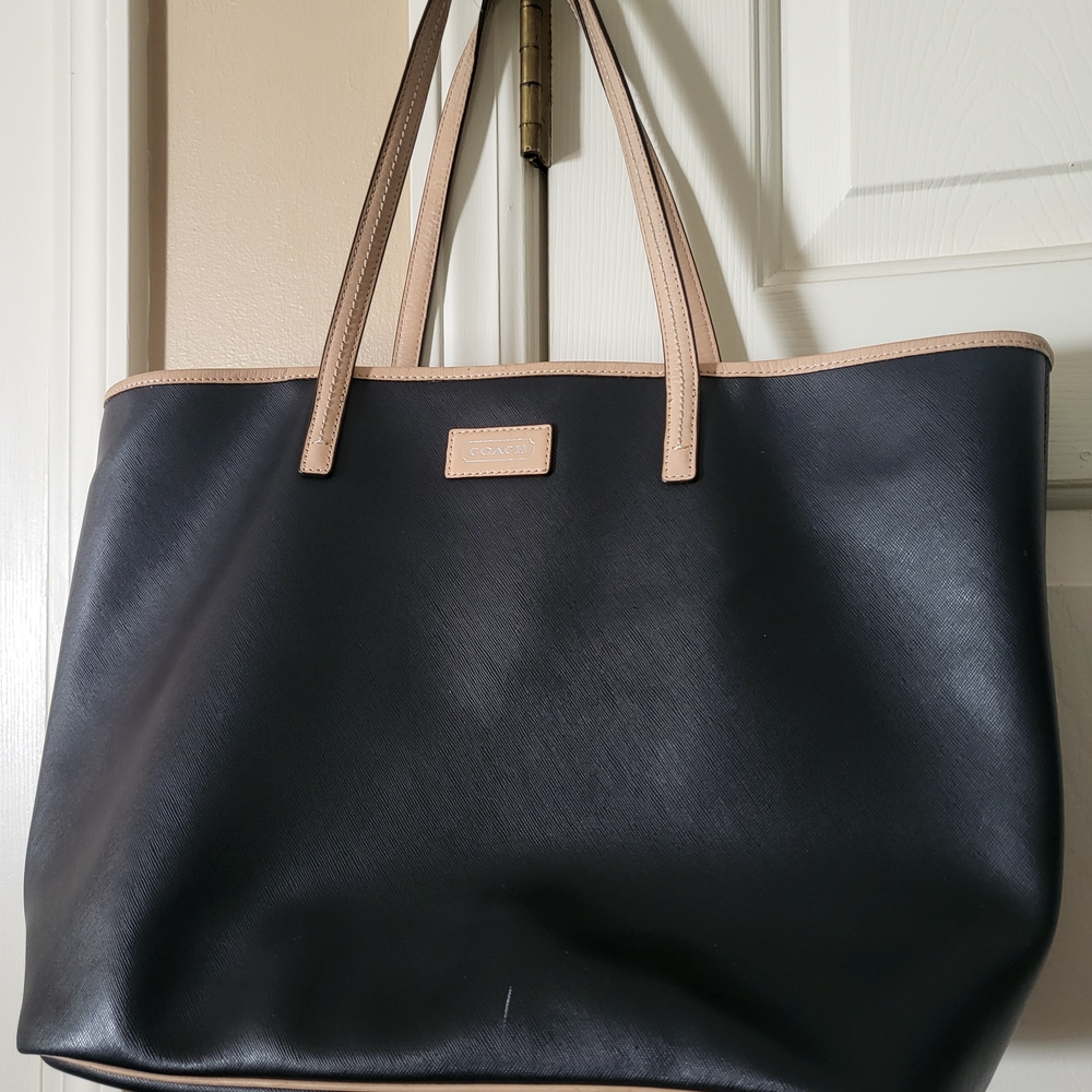 Coach Black and Tan Leather Tote